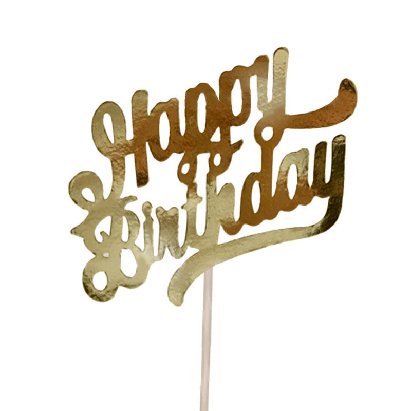 Topo Bolo Happy Birthday Dourado REF161 AMORA