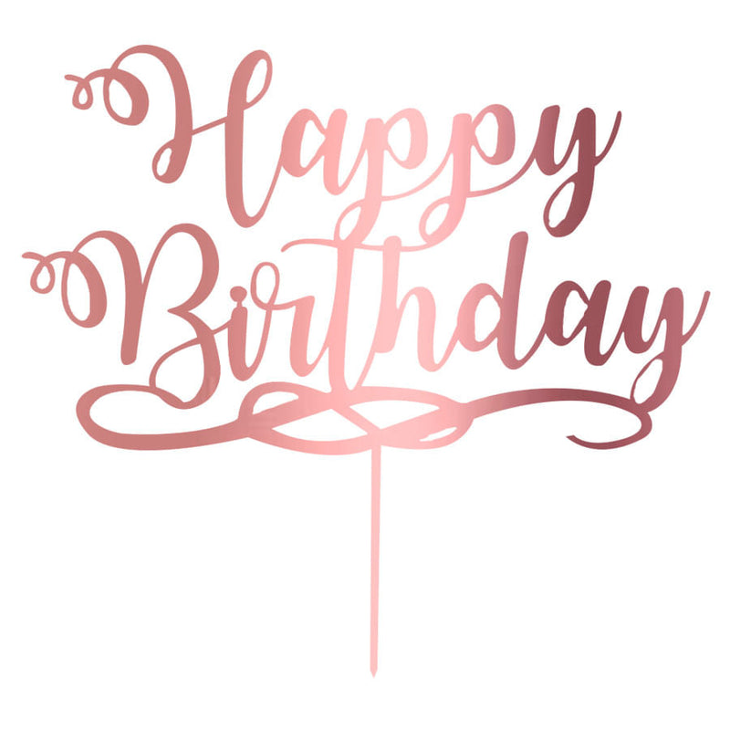 Topo Bolo Happy Birthday Metalizado Rose (TB010-2-10) SONHO FINO