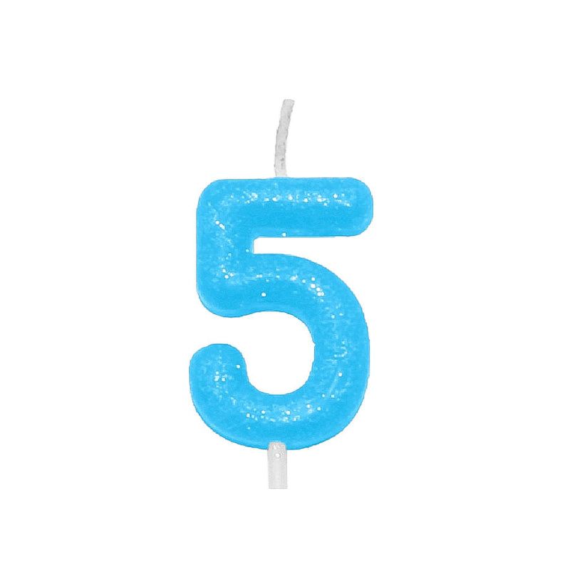 Vela Candy Color Azul N°5 (VEU05) SILVER PLASTIC