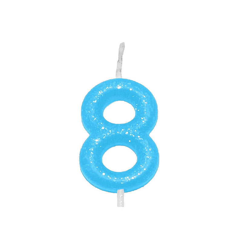 Vela Candy Color Azul N°8 (VEU08) SILVER PLASTIC
