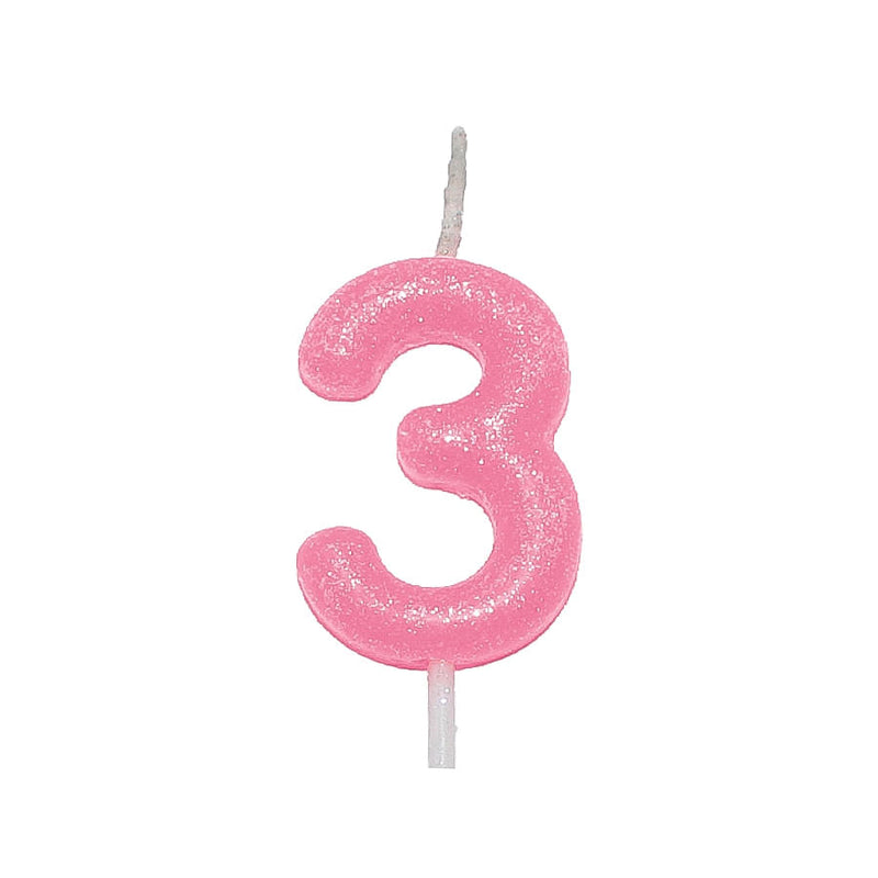Vela Candy Color Rosa N°3 (VEX03) SILVER PLASTIC