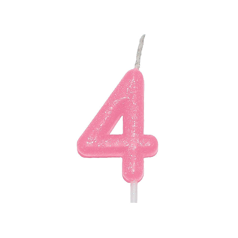 Vela Candy Color Rosa N°4 (VEX04) SILVER PLASTIC