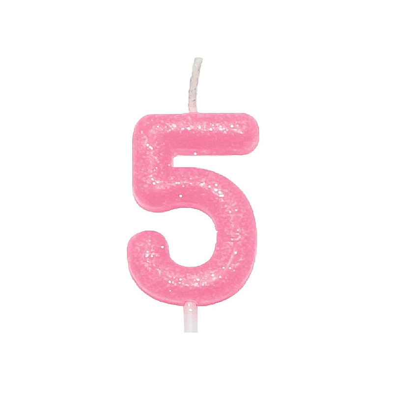 Vela Candy Color Rosa N°5 (VEX05) SILVER PLASTIC