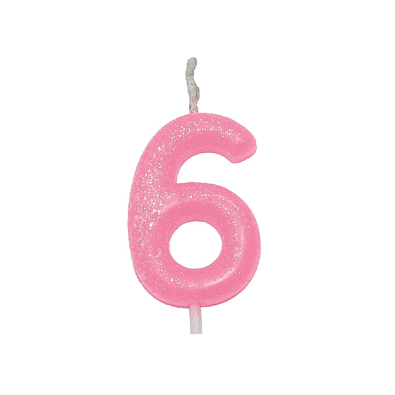 Vela Candy Color Rosa N°6 (VEX06) SILVER PLASTIC