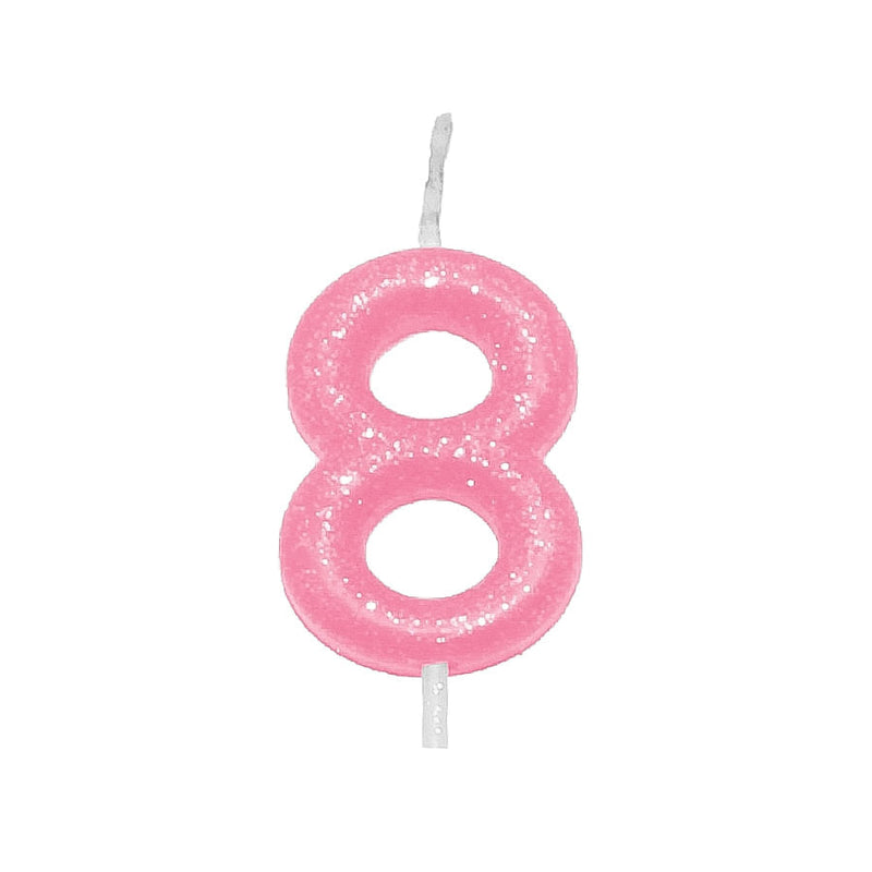 Vela Candy Color Rosa N°8 (VEX08) SILVER PLASTIC