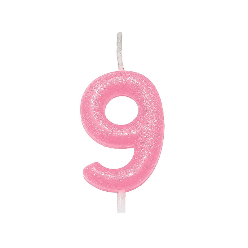 Vela Candy Color Rosa N°9 (VEX09) SILVER PLASTIC