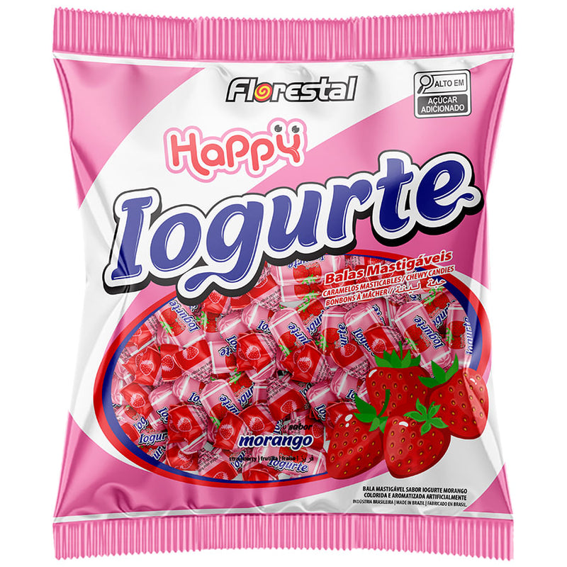 Bala Happy Iogurte Morango 500g FLORESTAL