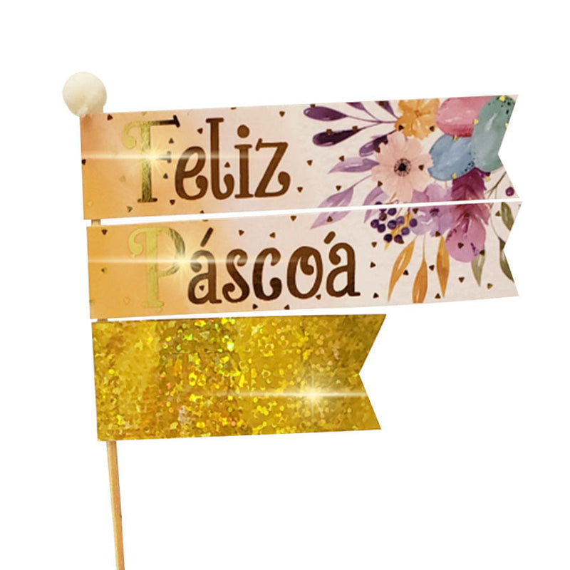 TOPO DE BOLO BANDEIROLA FELIZ PASCOA REF155 AMORA