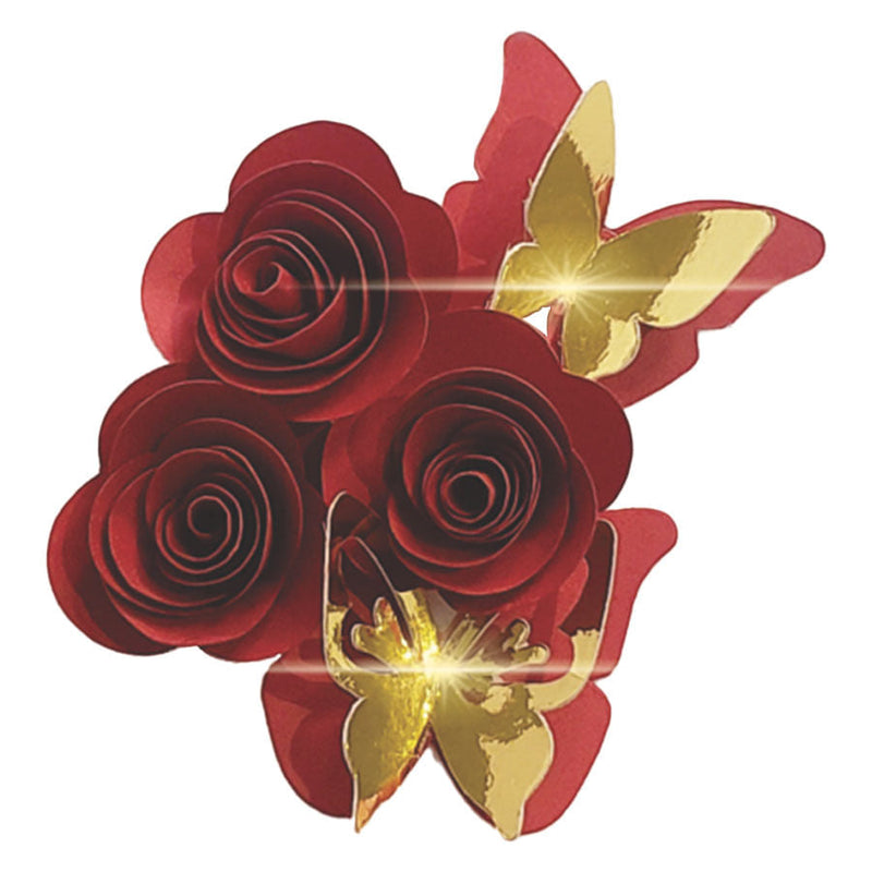Topo De Bolo Rosas PP E Borboleta 3D Marsala REF201 AMORA