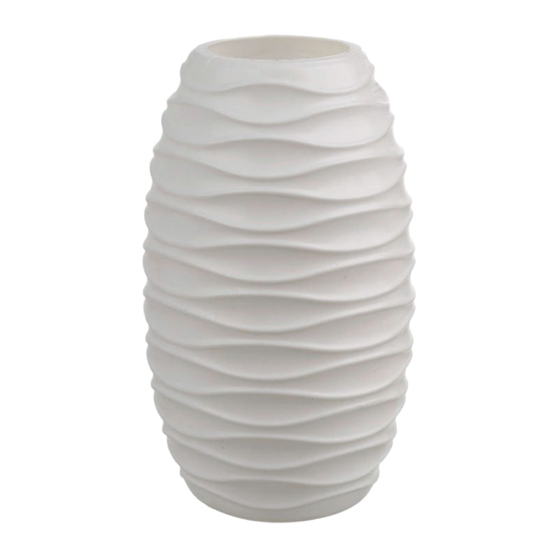 Vaso Decorativo Ondulado Branco 23cm MIRANDINHA