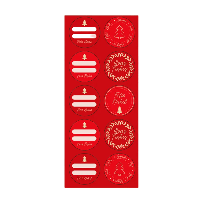 Adesivo Redondo Mensagens Vermelho 10X23cm 10 Unidades 18100204 CROMUS