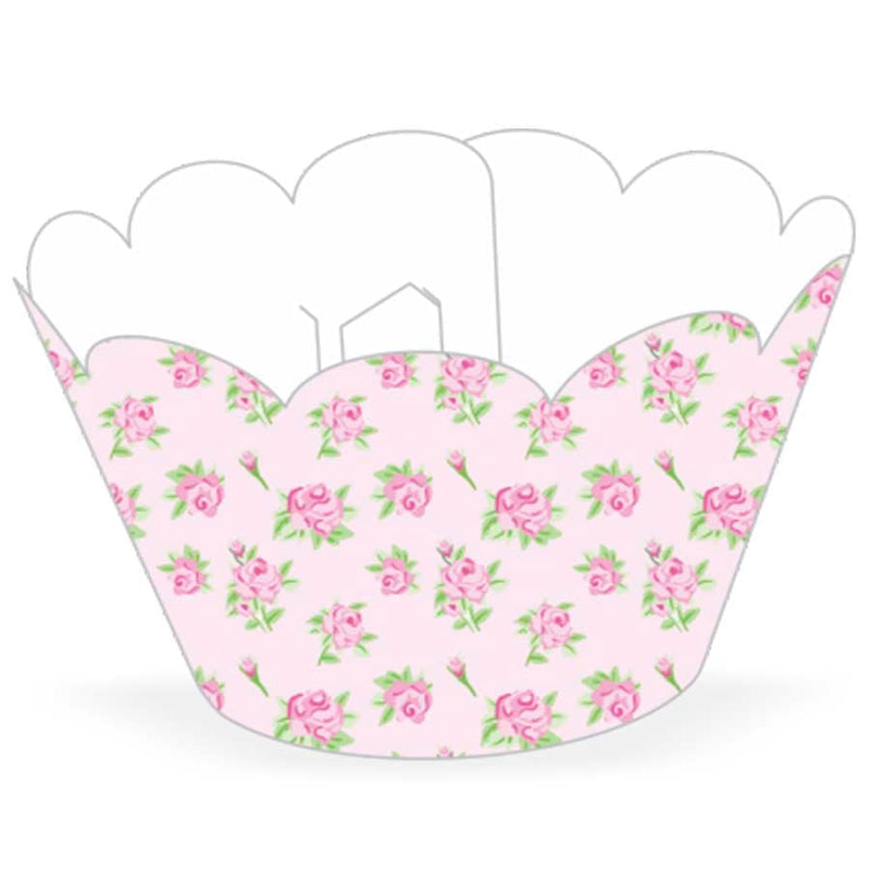Wrapper para Cupcake Linha Floral Rosa com 12 un NC TOYS