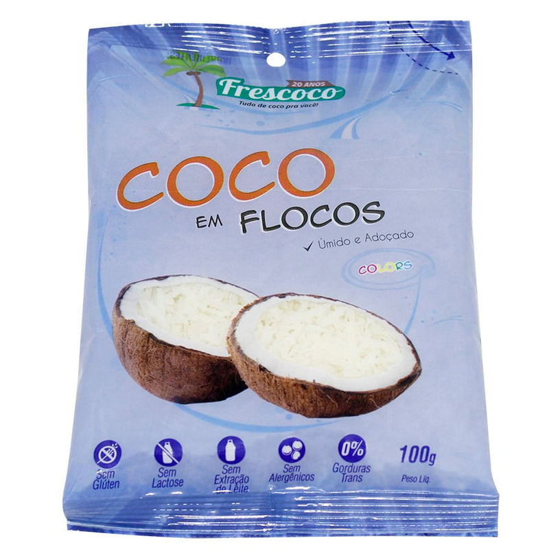 Coco Ralado em Flocos Úmido e Adoçado 100g FRES COCO