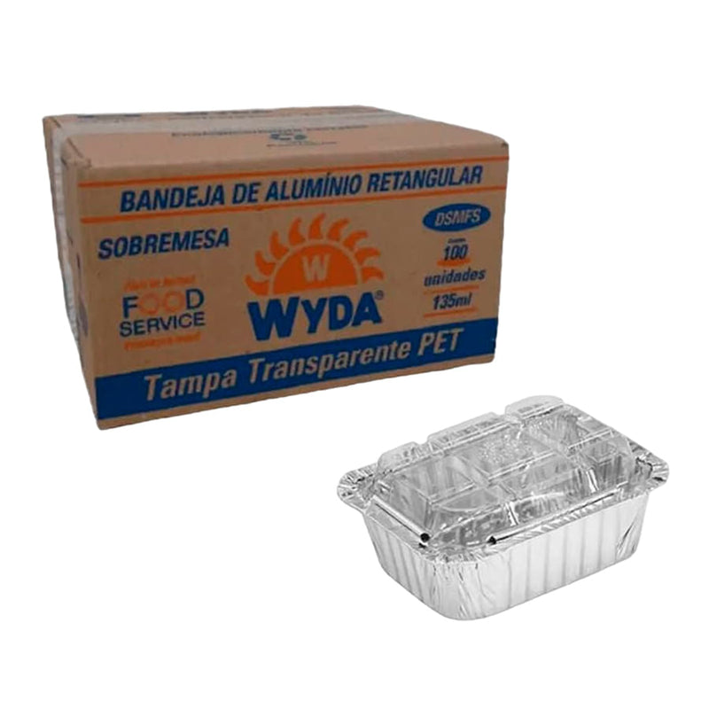 Bandeja de Alumínio Com Tampa PET 135ml 100 Unidades DSMFS-100 WYDA