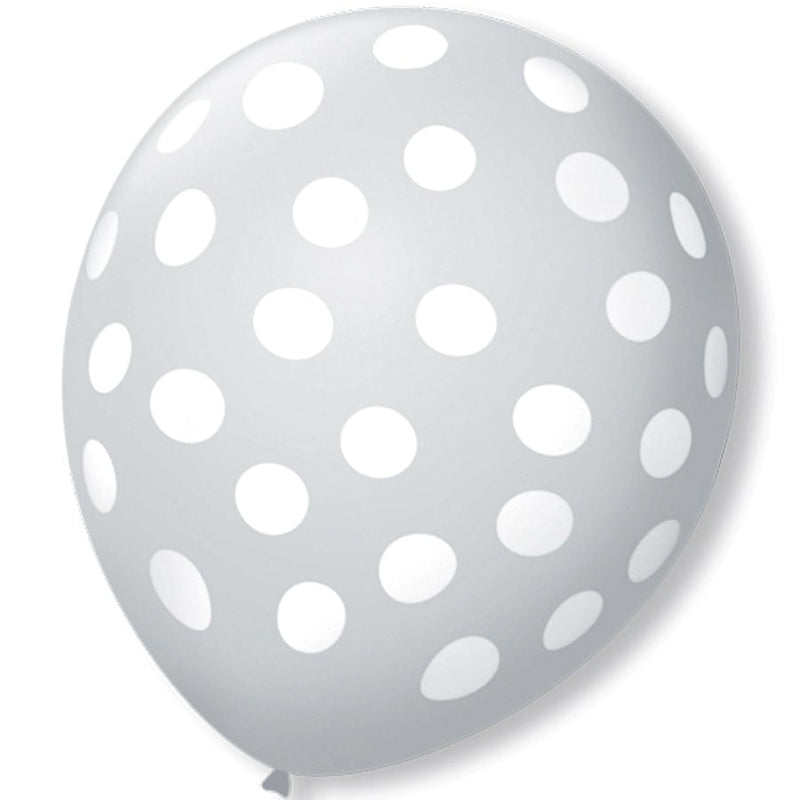 Balão Decorado Bolinhas N°9 Cristal/Branco com 25 un SÃO ROQUE
